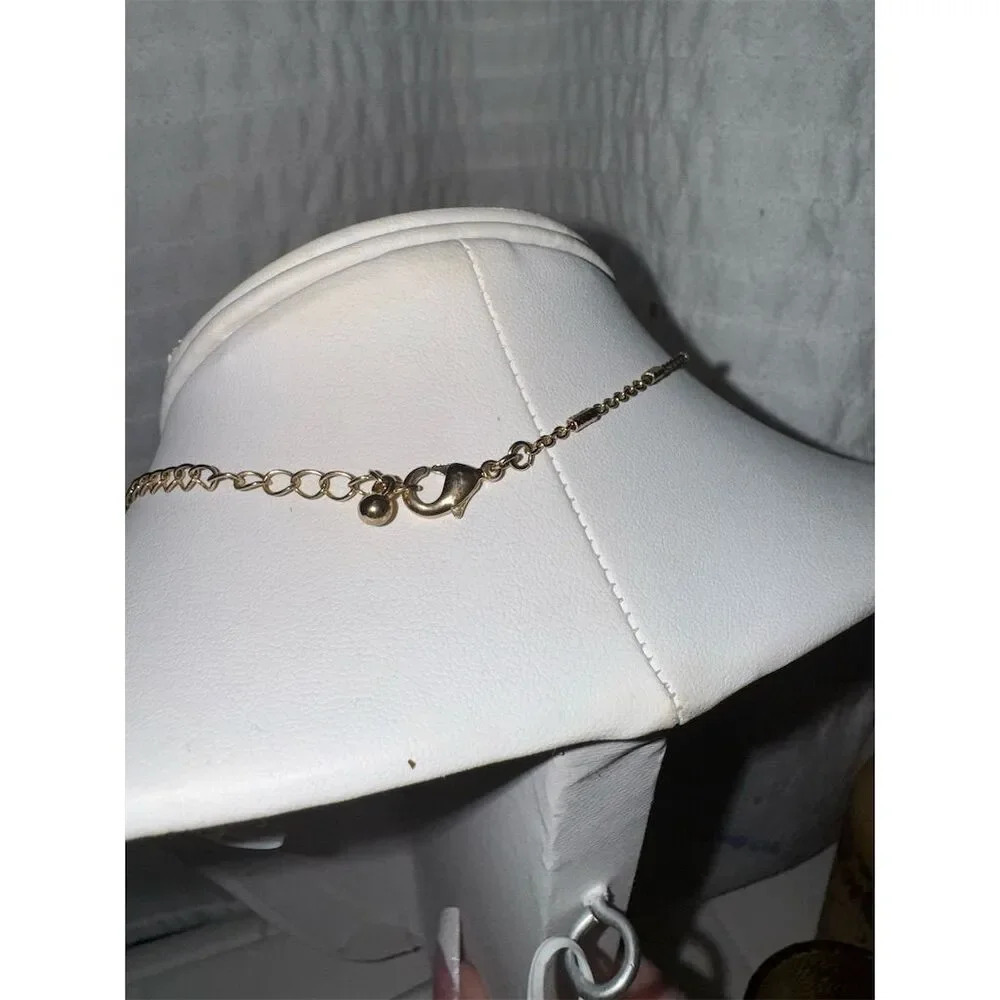Dainty Gold-Tone Tube and Chain link Necklace 16” - Picture 4 of 14